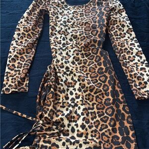 Leopard Print Long Sleeve Dress